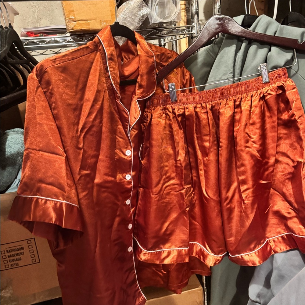 Silky Orange Pajama Set